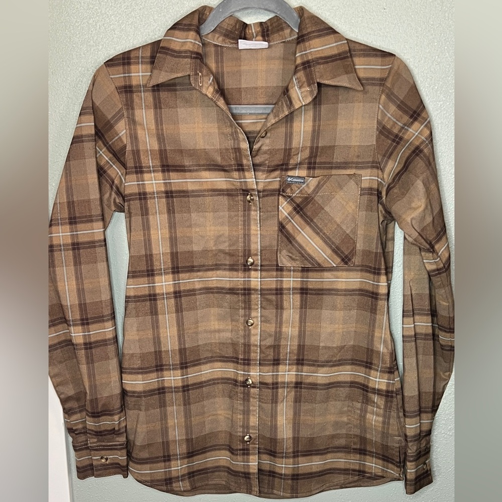 Columbia Shirt Plaid Brown Size XS